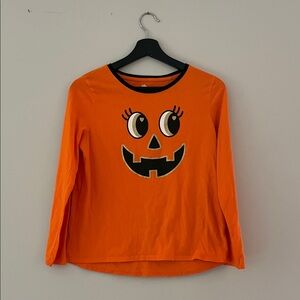 Orange Pumpkin Face Long Sleeve Shirt